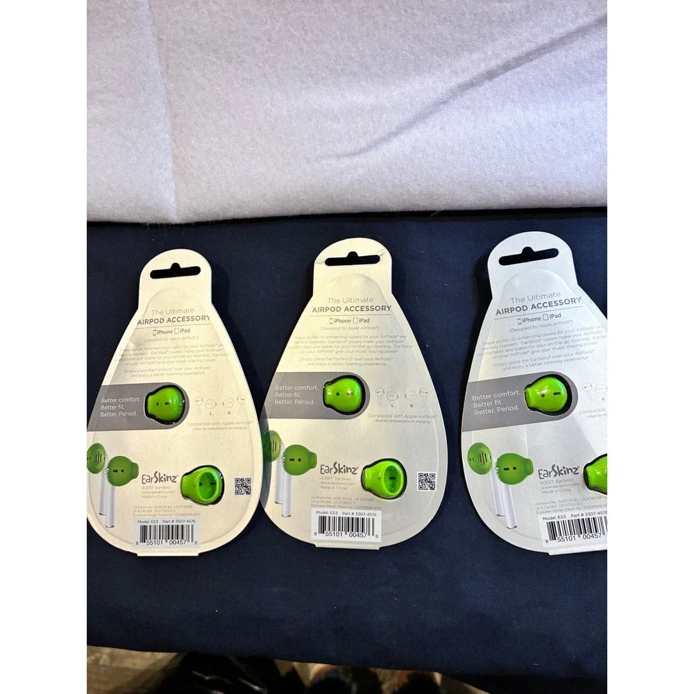 3 Pack EarSkinz Apple AirPods Covers Lime Green Silicone Earbud Accessories ES3